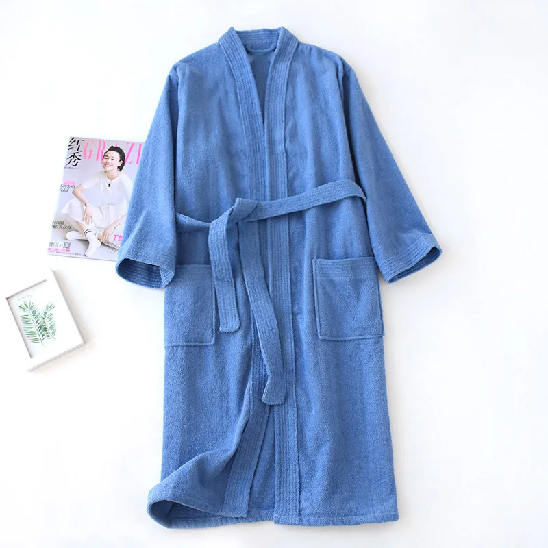

Bathrobe Women Soft 100% Cotton Solid Women's Cotton Linen Kaftan Sleeprobe Men's Japanese Kimono Gown Loose Home Clothes
