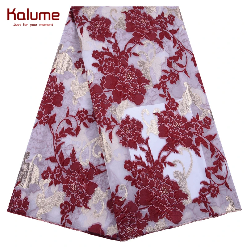 

Kalume African Gilding Lace Fabric Blue Brocade French Jacquard Lace Fabric Organza Nigerian Tulle Lace Fabric For Wedding F2165
