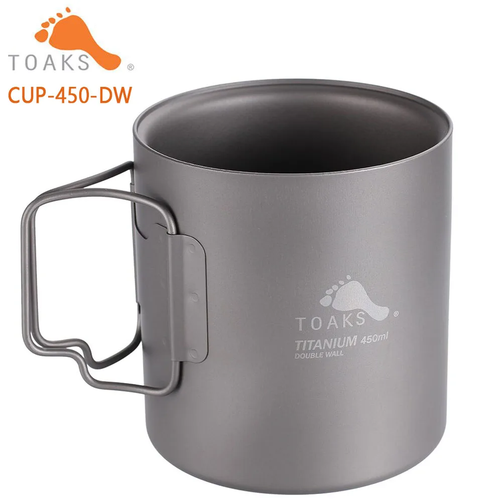 Титановая чашка TOAKS кружка для кофе и чая Ультралегкая уличная посуда с двойными
