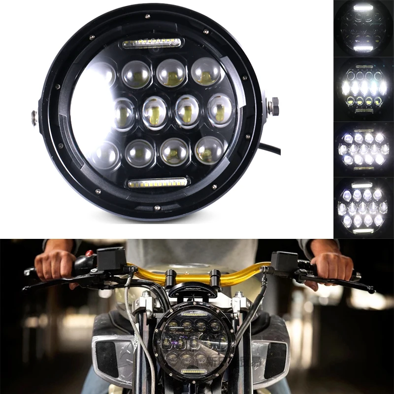 

Universal 7 Inch Motorcycle LED Headlamp Moto Scooter 7" Round Headlight for Honda GS125 CG125 Cafe Racer Bobber Yamaha Suzuki