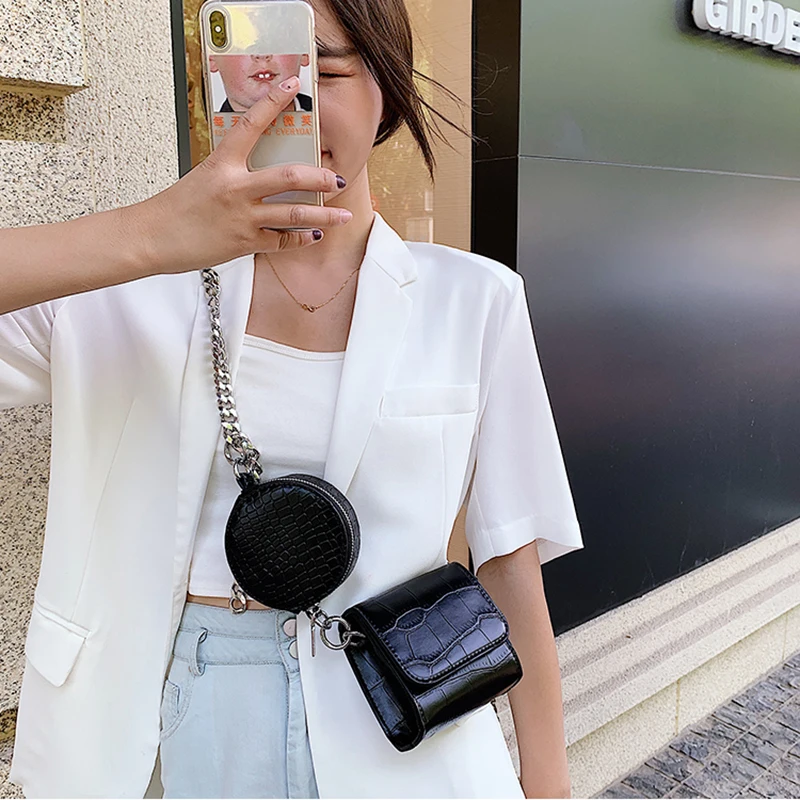 

Fashion Double Bag Change Lipstick Mini Bag Women's New High Sense Thick Chain Messenger Bag Foreign Style Shoulder Bag Flap