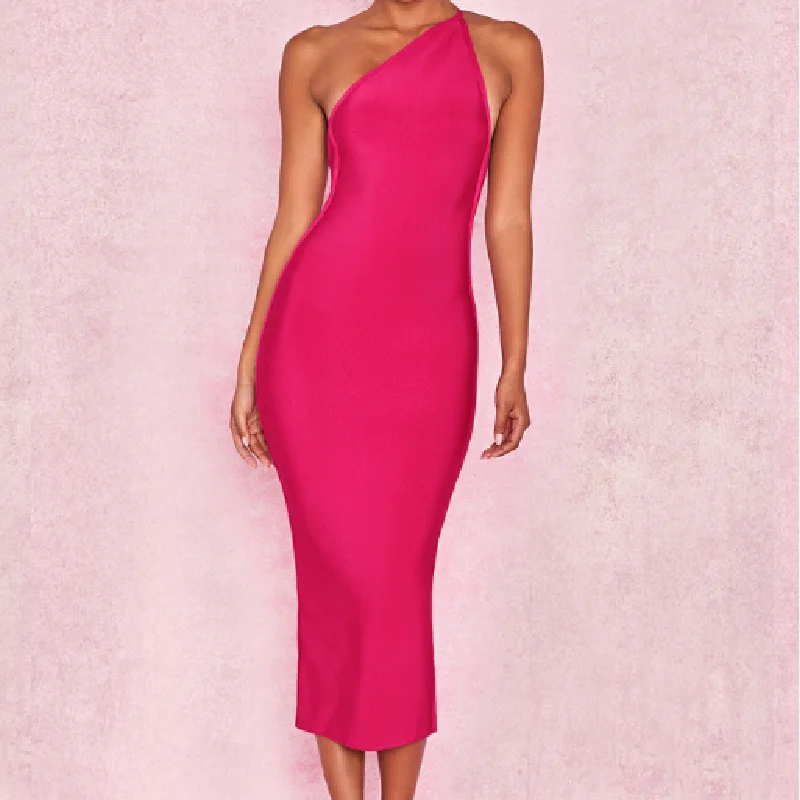 Новое модное высококачественное элегантное платье на одно плечо с открытой