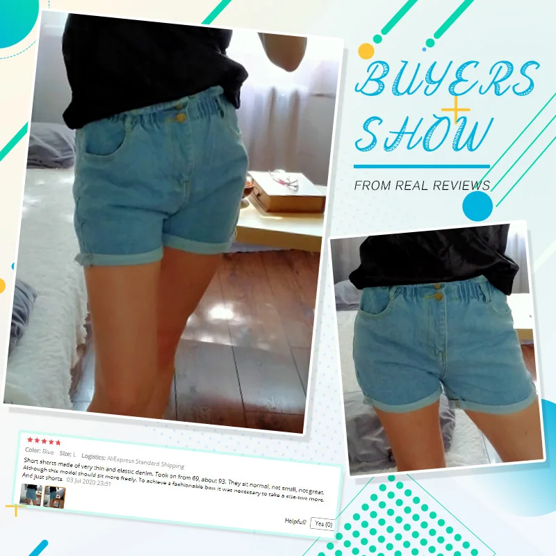 

186# Pockets Button Women Denim Shorts Black Harem Ruffle Casual 13# Shorts Summer High Waisted Elastic Hot Bottom Female