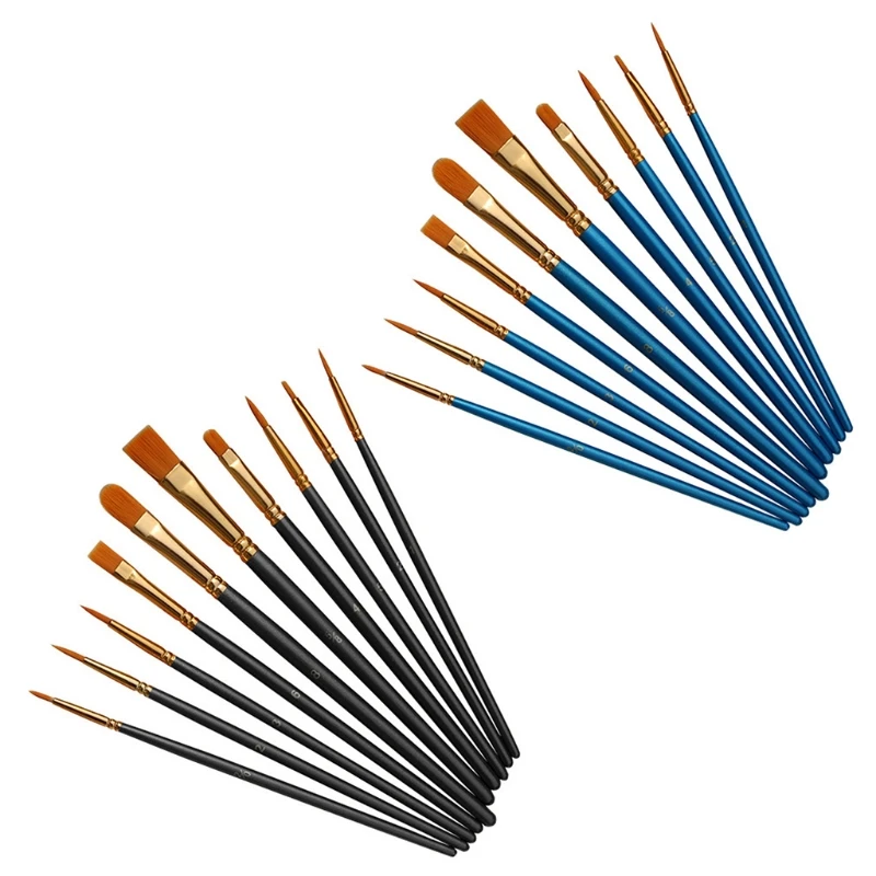 

10pcs/set Watercolor Oil Acrylic Artist Paint Brushes Nylon Hair Painting Brush Wooden Handle Art Supplies