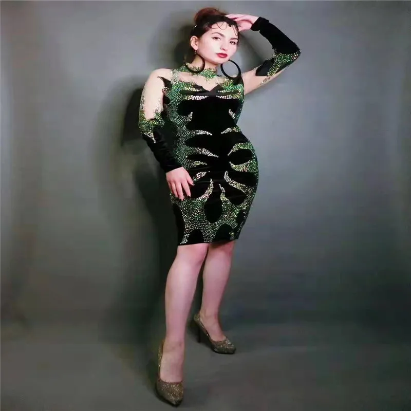 

T48 женское сексуальное платье, стразы, юбка для танцев на шесте, Кристальное платье для женщин, вечернее платье для выступлений, сценический костюм певицы, наряд для дискотеки