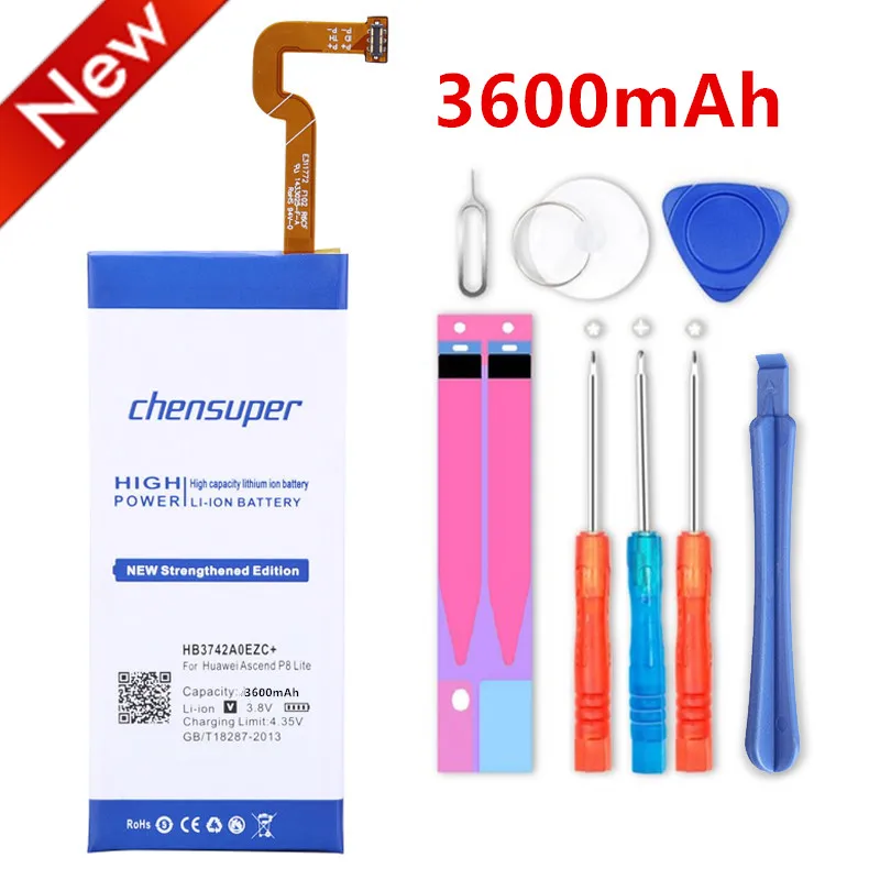

Аккумулятор для Huawei Ascend P8 Lite, аккумулятор 3600 мАч HB3742A0EZC + Инструменты