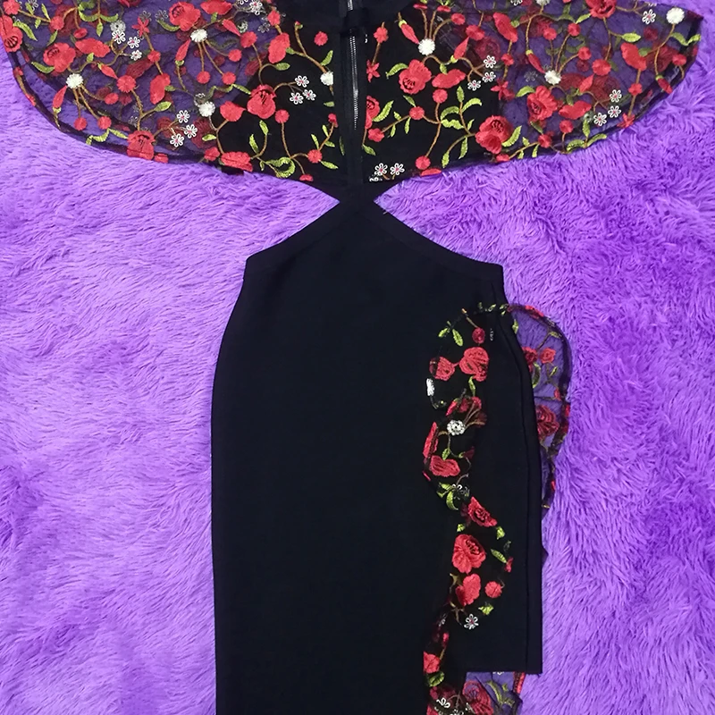 

Floral Dresses Sleeveless Off Should Backless Irregular Women Strapless Flower Mini Dress Embroidered Rose Sexy Party Dress