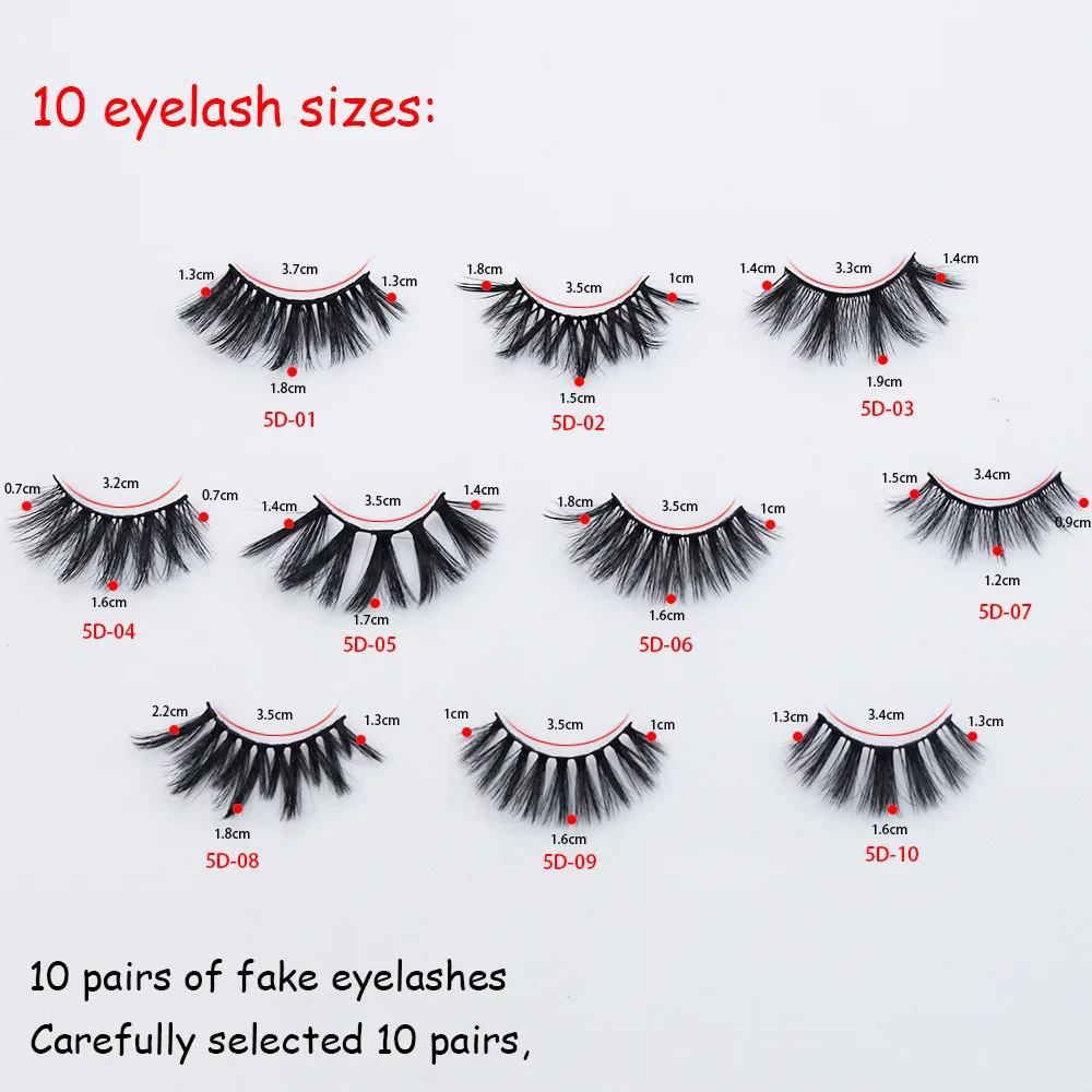 

Wholesale Eyelashes 10/20 Pairs Mink Eyelashes Makeup Volume 5D Mink Lashes In Bulk Natural Reusable False Eyelashes Maquiagem