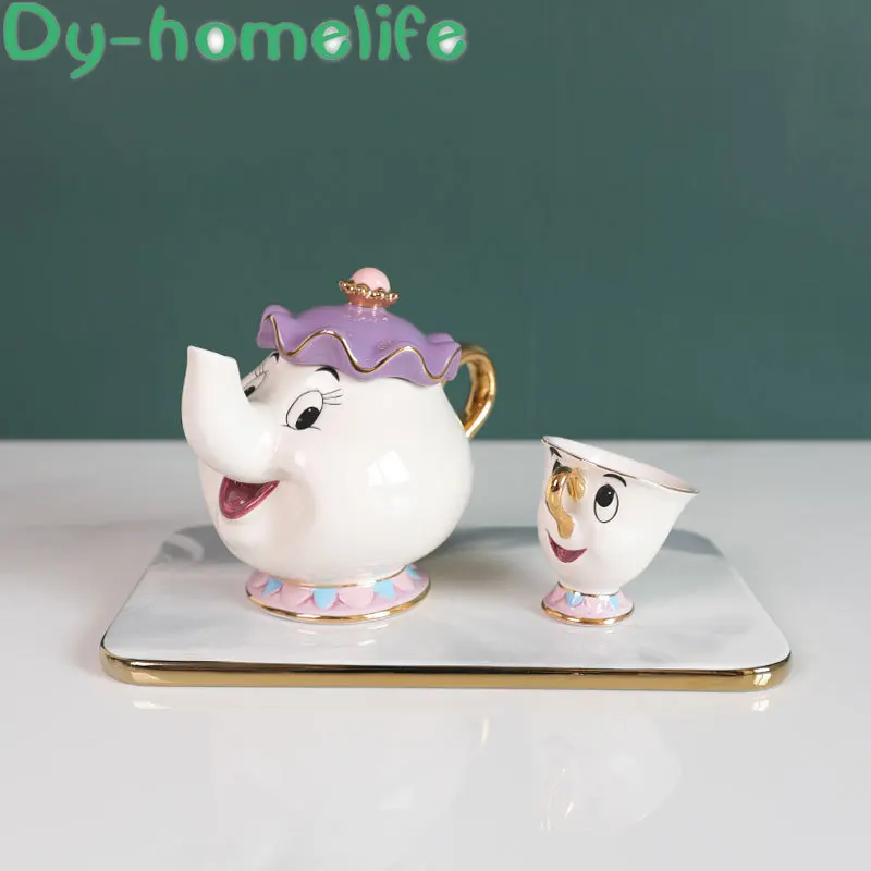Керамический кофейный чайный набор с рисунками из мультфильмов Красавица и