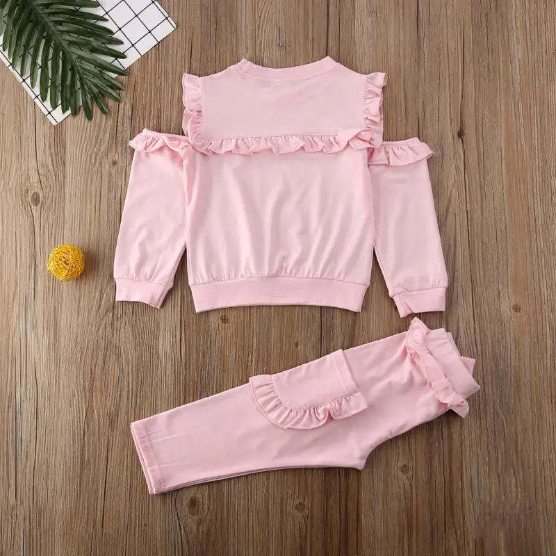 

Pudcoco Baby Spring Autumn Fashion Toddler Baby Girl Clothes T-Shirt Tops Ruffle Long Pants Leggings Outfit 2PCS