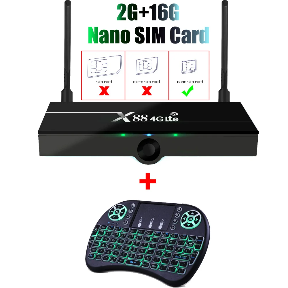 X88 STB 4K Smart tv телеприставка Android 9,0 HDMI 2,0 HD с поддержкой sim-карты WiFi Bluetooth 4K@ 60Hz Samrt tv Box - Цвет: 2G 16G with Mouse