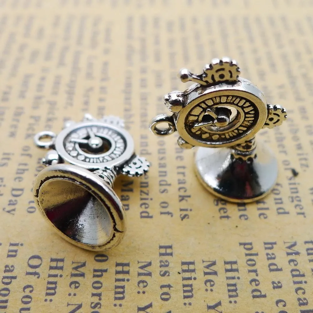 

60pcs French Horn Charms 18mm x 22mm DIY Jewelry Making Pendant antique silver color
