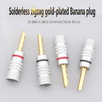 xangsane 20pcs 50pcs 100pcs 5mm solder free gold plated banana plug speaker cable plug zigzag audio cable plug