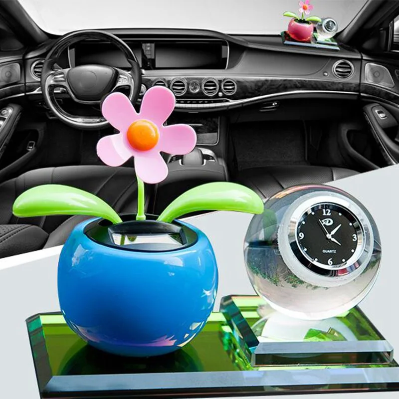 

Car Decoration Sunflower Clock Perfume Decoration Car Sunflower Creative Crystal Ball Clock Car Perfume Seat