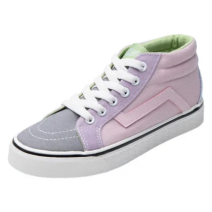 Розовые высокие холщовые туфли для женщин новинка весны 2020 дикая Модная японская