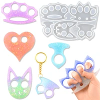 creativity cat brass knuckles defense finger cots epoxy resin mold diy love keychain crystal silicone casting mould handmade