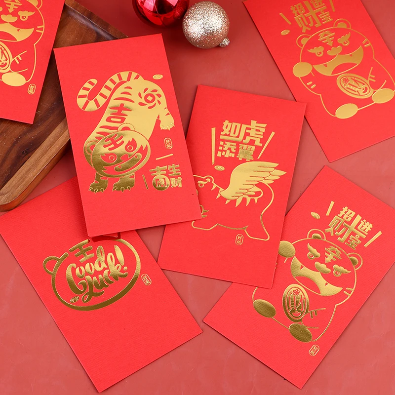 

6Pcs/Set Chinese Tiger New Year Tiger Paper Red Bag Cartoon Creative Envelope