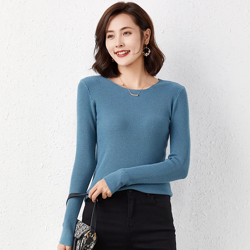 

NEW Women Sweater Thick Autmn Winter Warm O neck Pullover Jumper Female Stretchy Knitted Ribbed Sweater Top