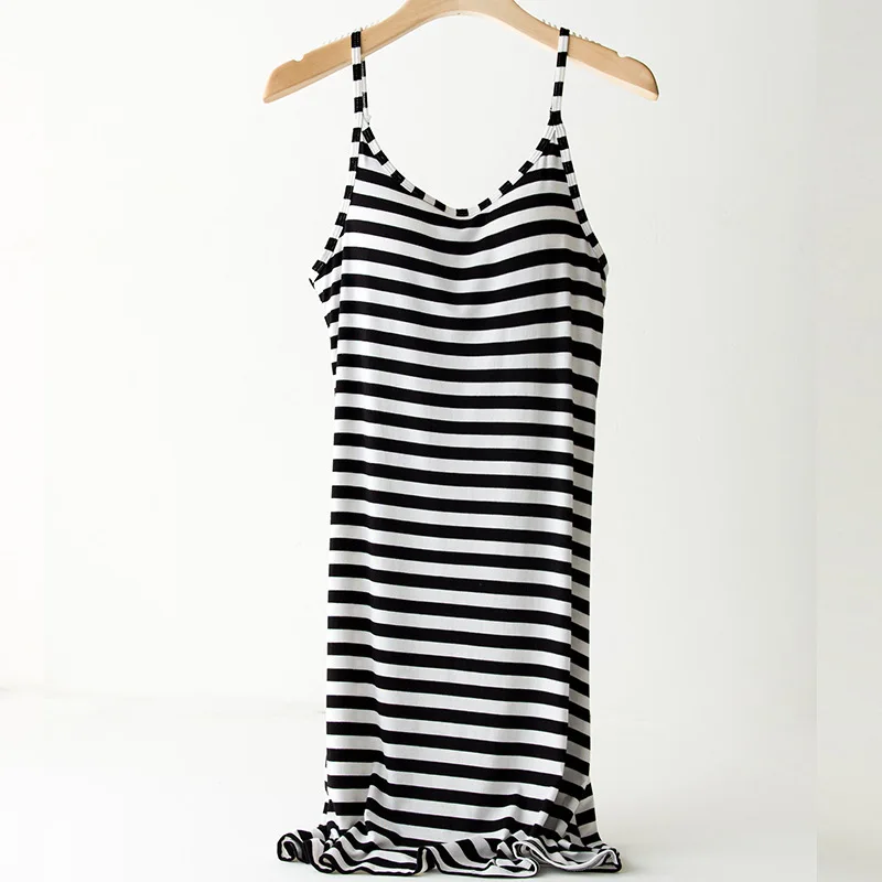 Women's Large Size with Breast Pad, Suspender, Bra Free One-piece Vest, Nightdress for Household Women's Wear Sleep Tops