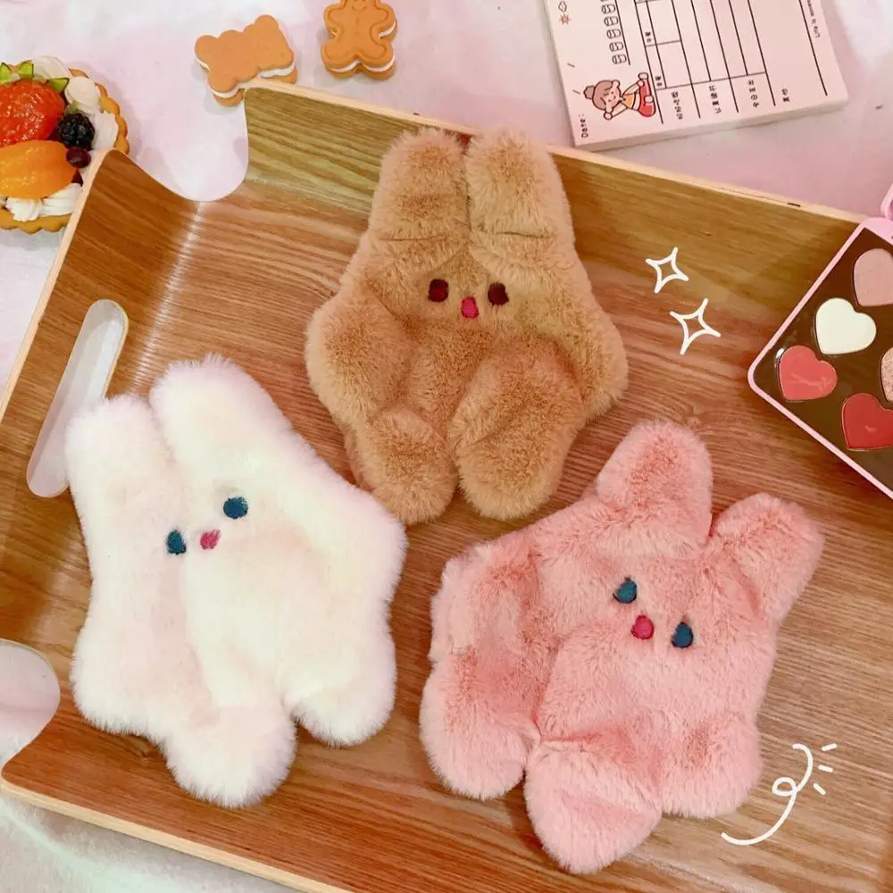 

Cute and soft plush rabbit coin purse mini card case cute animal zipper small bag someone kid gift storage bag