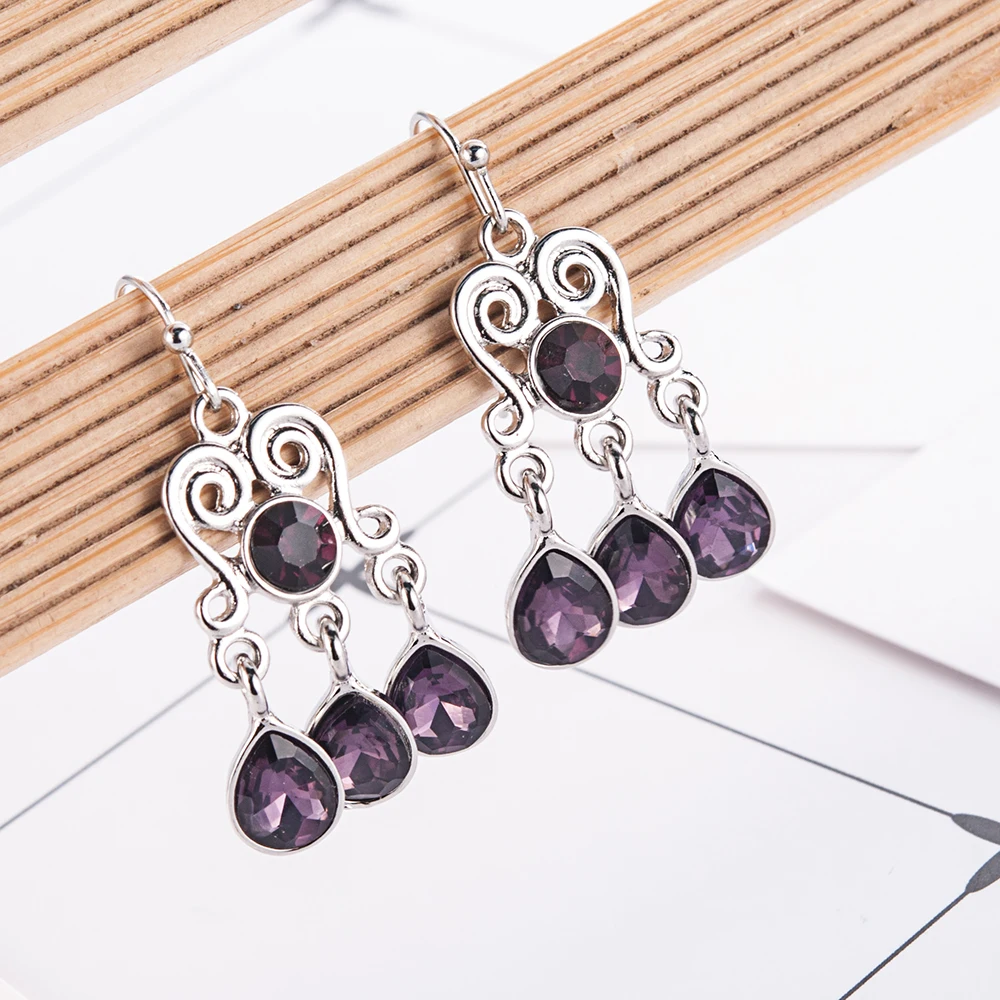 2019 винтажные фиолетовые хрустальные подвески женские серьги для помолвки и