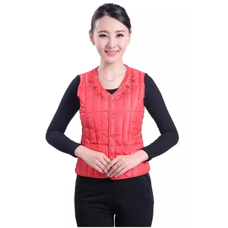 Женский хлопковый жилет среднего возраста осенне зимний Свободный теплый