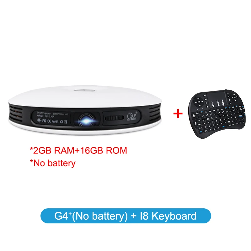 TouYinger G4 открытый 2D-3D Мини DLP проектор Android Full HD 4K видео wifi Bluetooth HDMI светодиодный портативный домашний кинотеатр проектор - Цвет: No Battery add I8