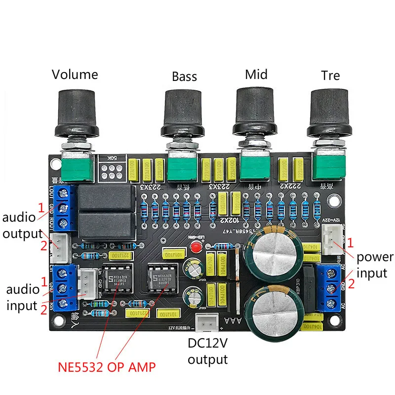 

SOTAMIA NE5532 OP AMP Amplificador Tone Preamp Audio Board Pre Amplifier DIY Home Theater Sound Speaker Power Amplifier
