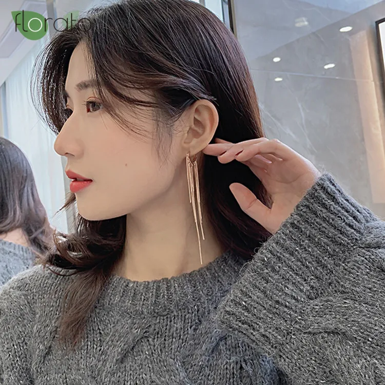 Длинные висячие серьги с кисточками для женщин розовое золото свадебные Висячие