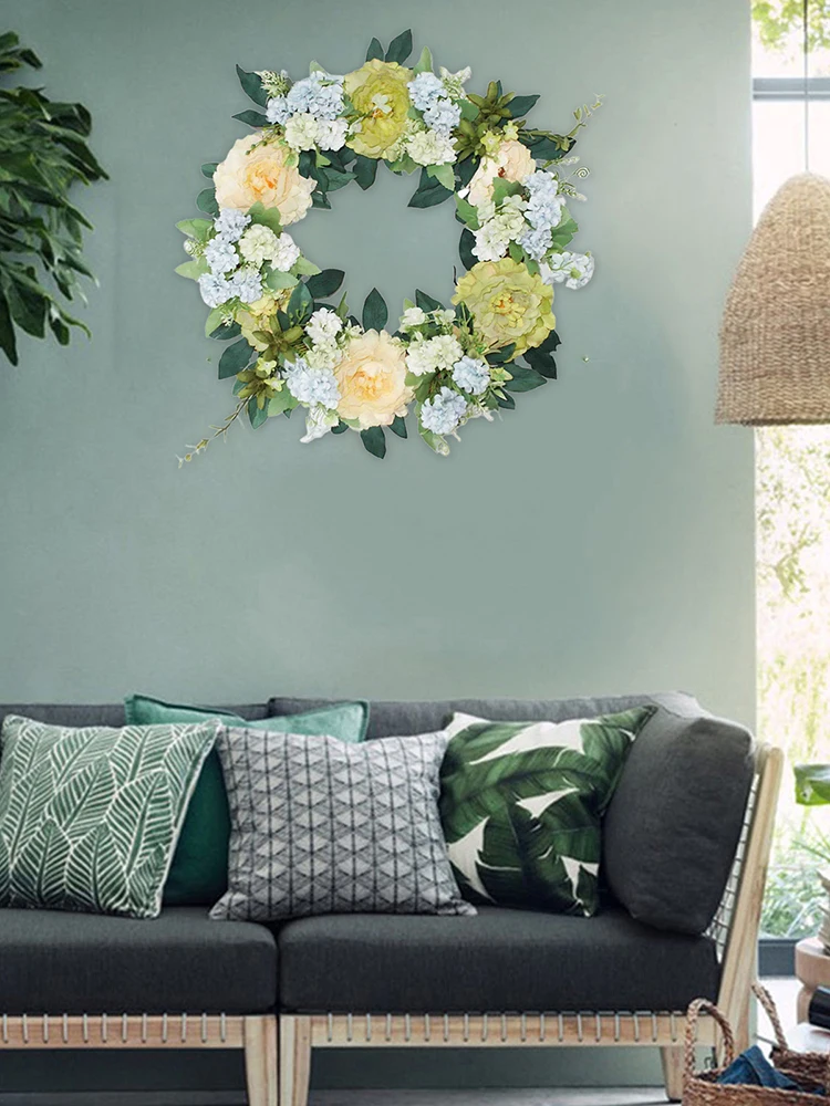 

Vintage Art Simulation Rose Silk Wreath Artificial Flower Handmade Plastic For Family Wedding Decoration Garland