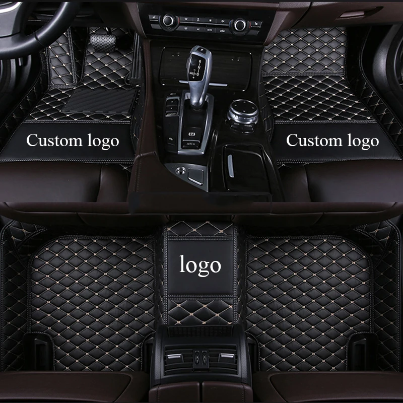 Black beige line Автомобильные коврики с логотипом на заказ для Ford ranger explorer 5 focus 2 3 mk2 mk3 fiesta mk7 2006 2009 2010 Mondeo f150 автомобильные аксессуары - Color Name: Black beige line