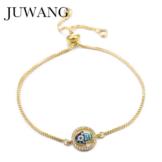 New evil eye JUWANG Турецкий Дурной глаз браслеты для женщин микро проложить Циркон Шарм регулируемые цепи Мода ручной работы ювелирные изделия подарок - Окраска металла: New evil eye
