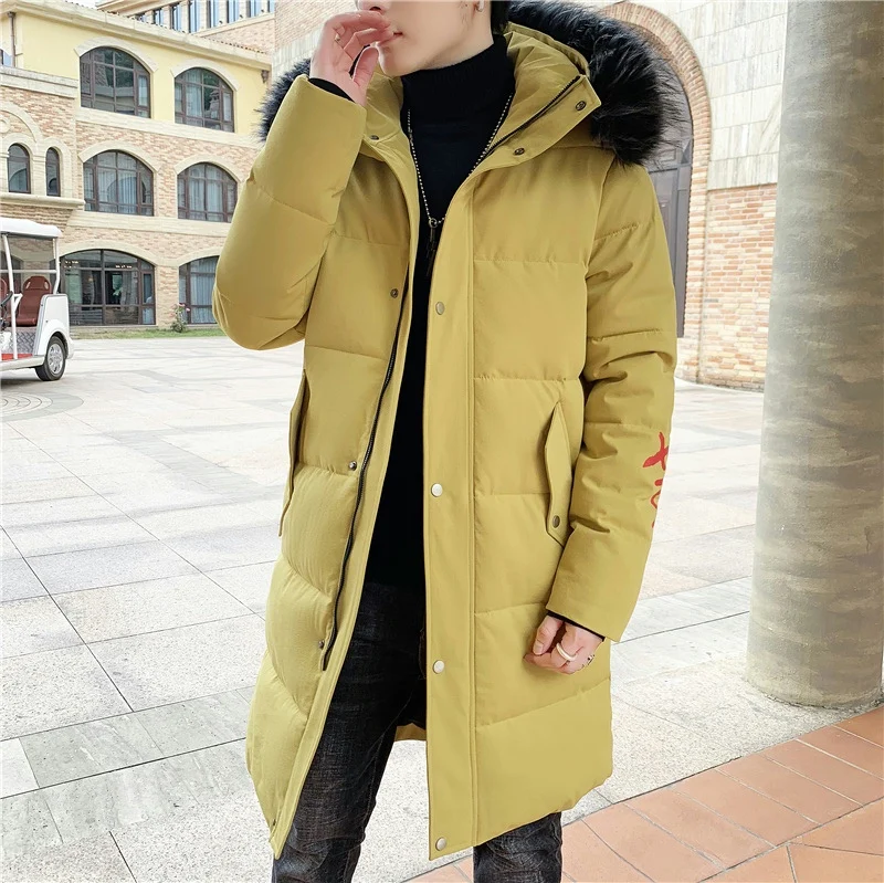 Зимние длинные мужские парки с буквенным принтом модные тренды теплые