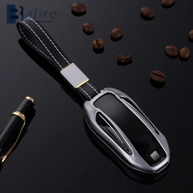 Чехол для ключей автомобиля BAFIRE 1 шт. чехол Tesla модель X с ремнем из алюминиевого