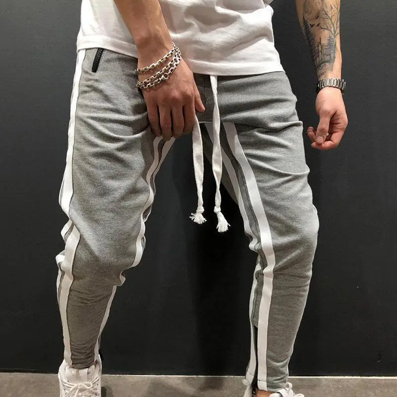 

Fashion New Men Striped Sport Pants Long Sweatpants Fitness Trousers Street Hip-Hop Track Pants Workout Joggers Gym Pants