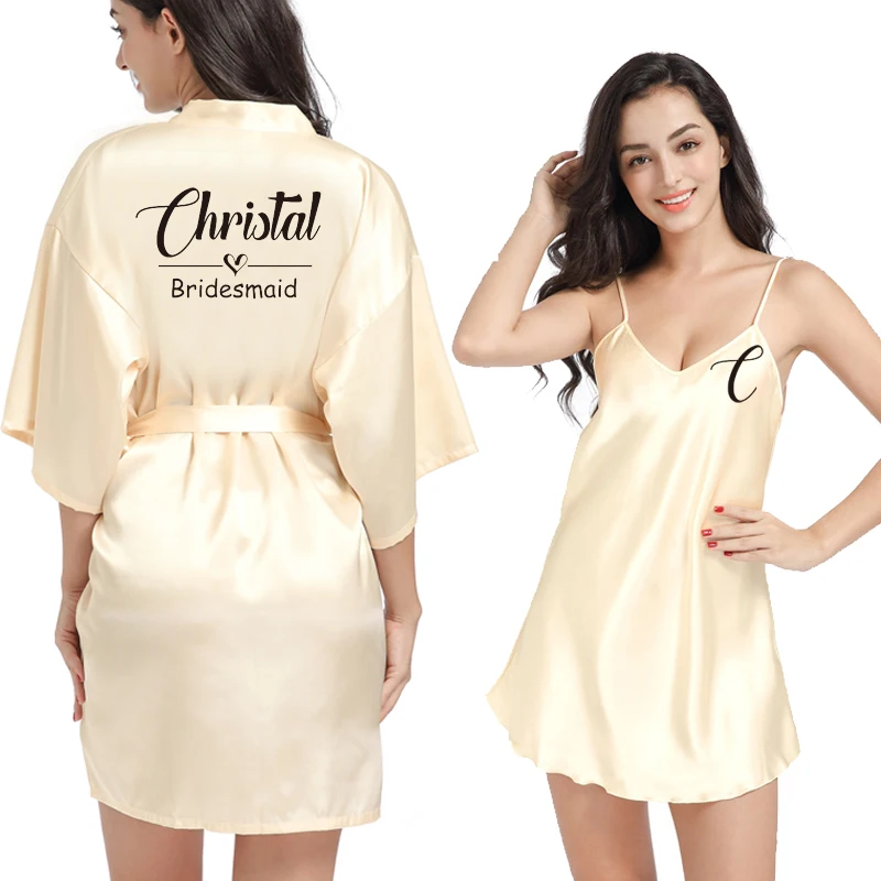 Женская атласная ночная рубашка Подарочная Ночная сорочка для подружки невесты