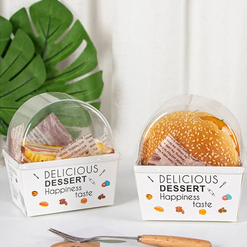 50 шт. Сэндвич Оберточная коробка толщиной гренок с яйцом Хлеб Гамбургер завтрак