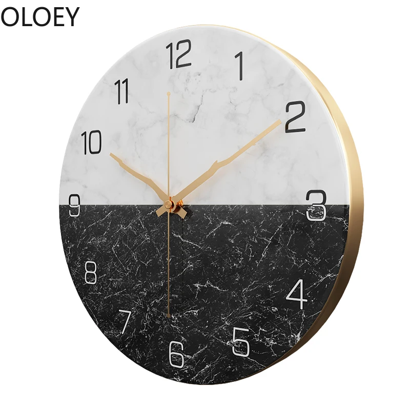 Large Metal Wall Clock 3d Nordic Creative Living Room Silent Modern Luxury Gold Watch Crackle Glass Shabby Chic | Дом и сад