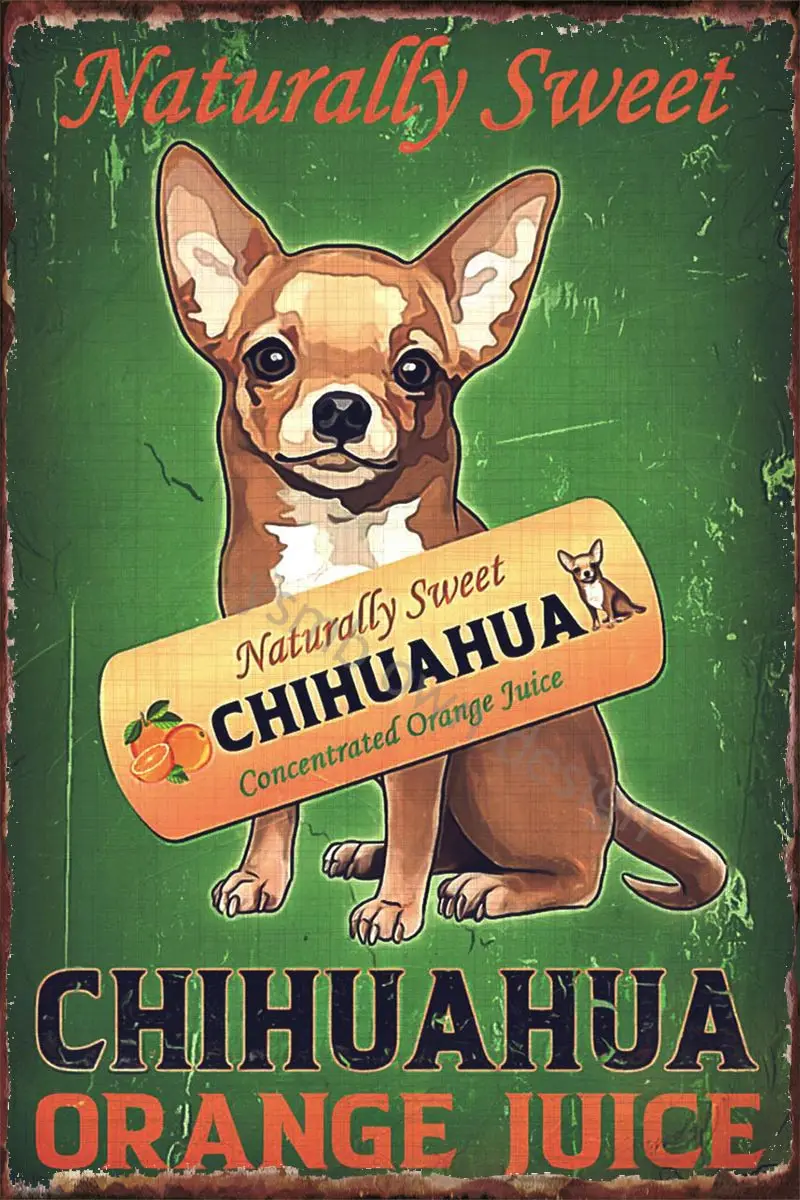 

Декор для комнаты чихуахуа, Ретро винтажный металлический знак, жестяная вывеска, оловянные пластины, Настенный декор для художественного ...