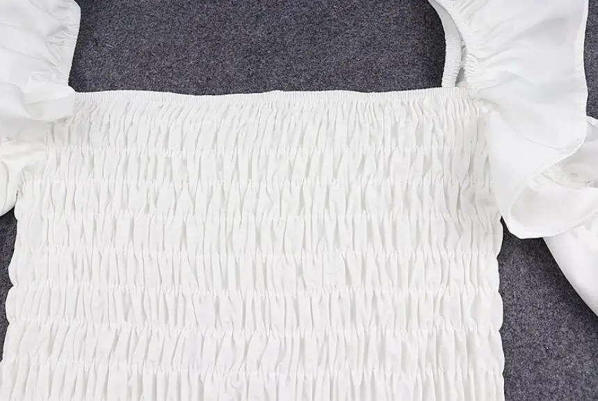 

New White Blouse Women Fashion Cut out Ruffles Square Neck Long Sleeve Top Fall Womens Club Party Casual Shirt 2021 w1254