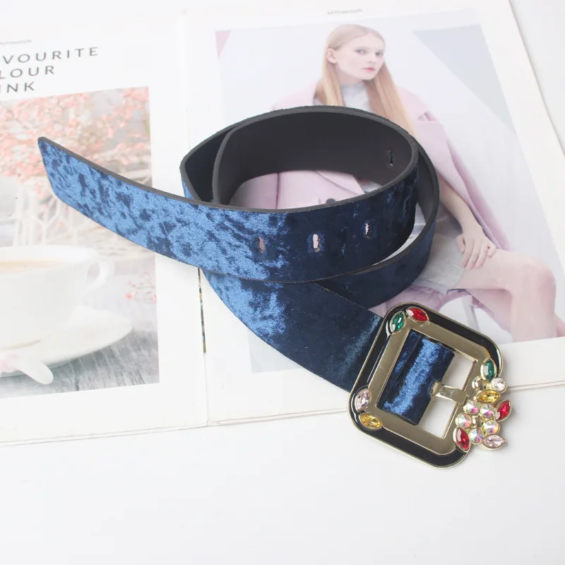 

Long Velvet Belt Cloth Dress Belts Female Knot Waistband Square Buckle Decorate Coat Sweater Belt Waist Seal Tide