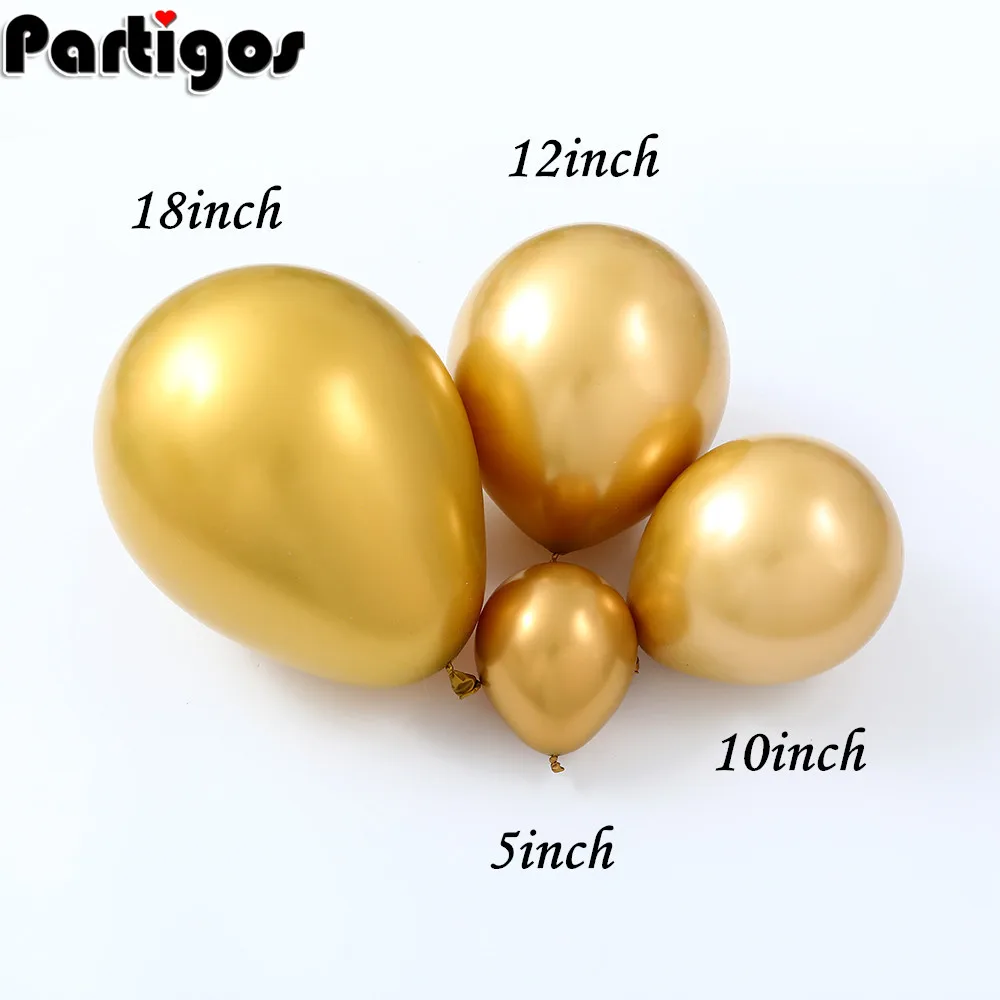 

18inch 12inch 10inch 5inch Metallic Chrome Balloons Latex Wedding Birthday Party Decoration Gold Silver Baloons Ball Supplies