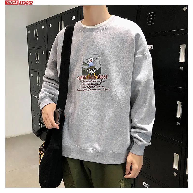 Dropshipping Male Spring O-Neck Long Sleeve Hoodies Mens Causal Streetwear Sweatshirt Baggy Fashion Print Pullover | Мужская одежда