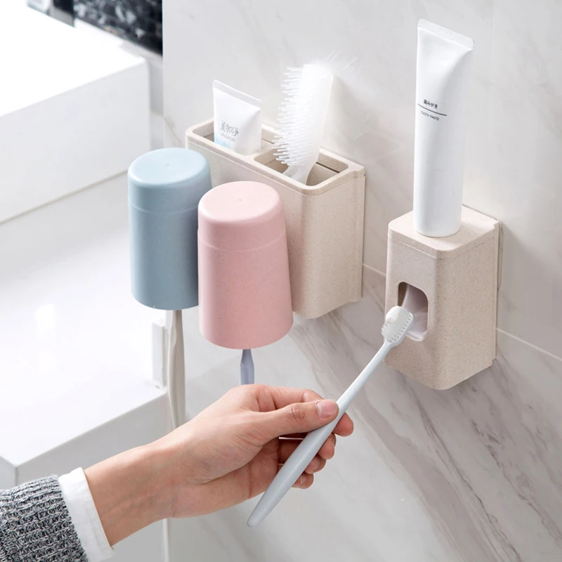 Автоматический диспенсер для зубной пасты семейный набор настенный держатель