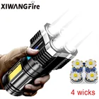 4-ядерный сверхъяркий фонасветильник, перезаряжаемый наружный Многофункциональный P1000 светодиодный фсветильник дальнего действия, батарея, дисплей, светильник