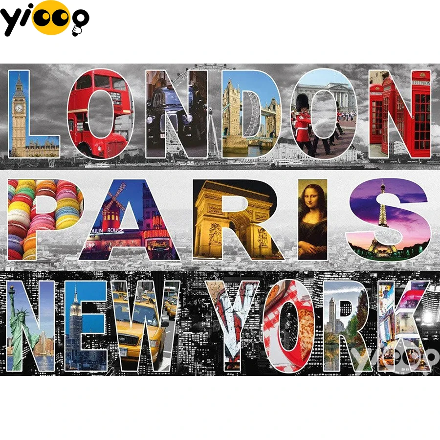 Полноформатная/круглая алмазная живопись вышивка крестиком Нью Йорк Лондон