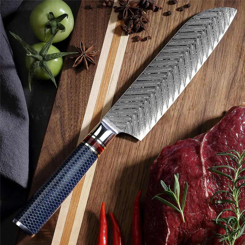 

Damascus Chef's Knife Honeycomb Resin Handle Japanese Sashimi Cooking Knife VG10 Steel Knife Kitchen Knife