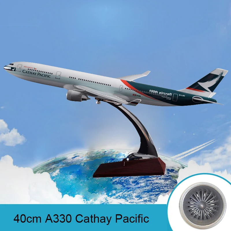 40 см Аэробус A330 Cathay дыхательные пути модель смолы 100th самолета авиации украшения
