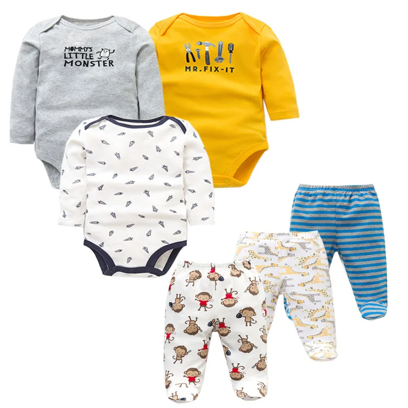 Style 7 6 шт./лот; комплекты модной одежды для малышей; хлопковые комбинезоны с длинными рукавами для новорожденных и малышей+ штанишки для малышей; одежда для маленьких мальчиков и девочек - Цвет: Style 7