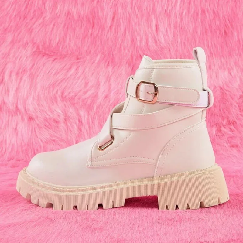 

Autumn Winter Chelsea Boots Women 2022 Platform Ankle Black White Ankle Boots For Women Short Chunky Punk Female Gothic Shoes
